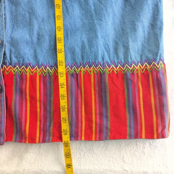 Vintage Embroidered Southwest Blanket Stripe Dopamine CottageCore ButtonDown 3X - Picture 10 of 11